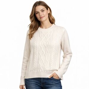 White Cream Cable Knit Sweater